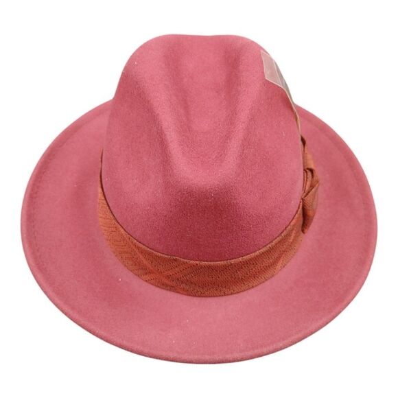 MEN'S MONTIQUE WINE WOOL FELT HAT WITH MATCHING GROSGRAIN RIBBON FEDORA. H2480. - Picture 5 of 8